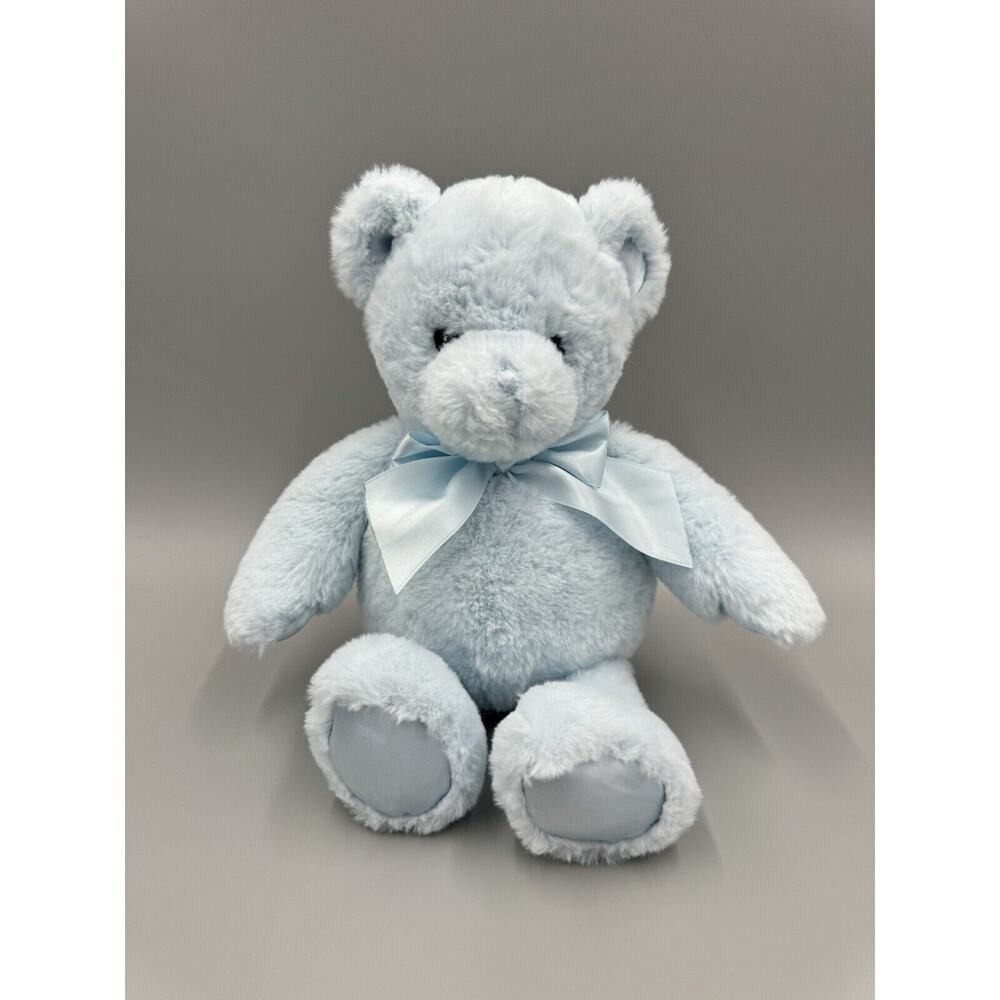 Blue Teddy Bear W/ Ribbon Bow Soft Plush 12" Bearington Baby Collection